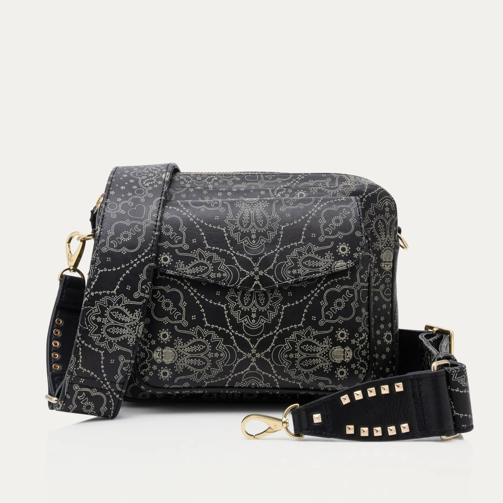 Clearance Claris Virot Accueil Cuir Nappa Noir Imprimé Bandana