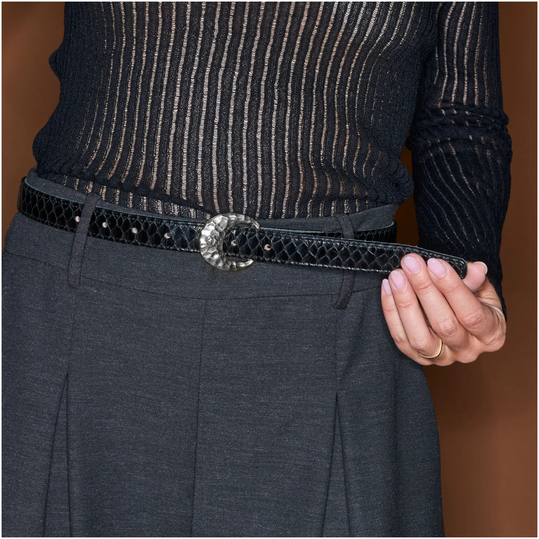 Store Claris Virot Baby Ceintures Demi Lune Python Noir