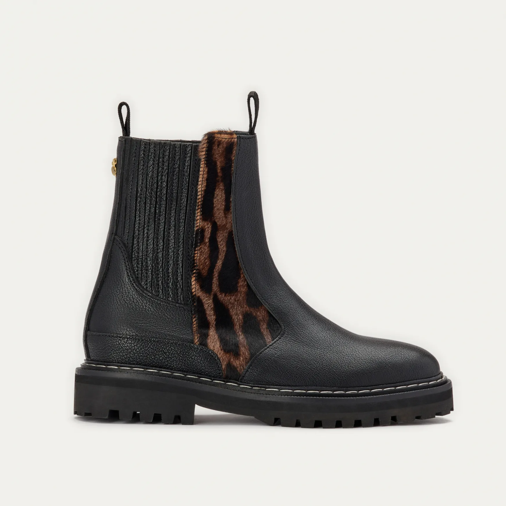 Fashion Claris Virot Bottines Ziggy Cuir Noir et Ocelot