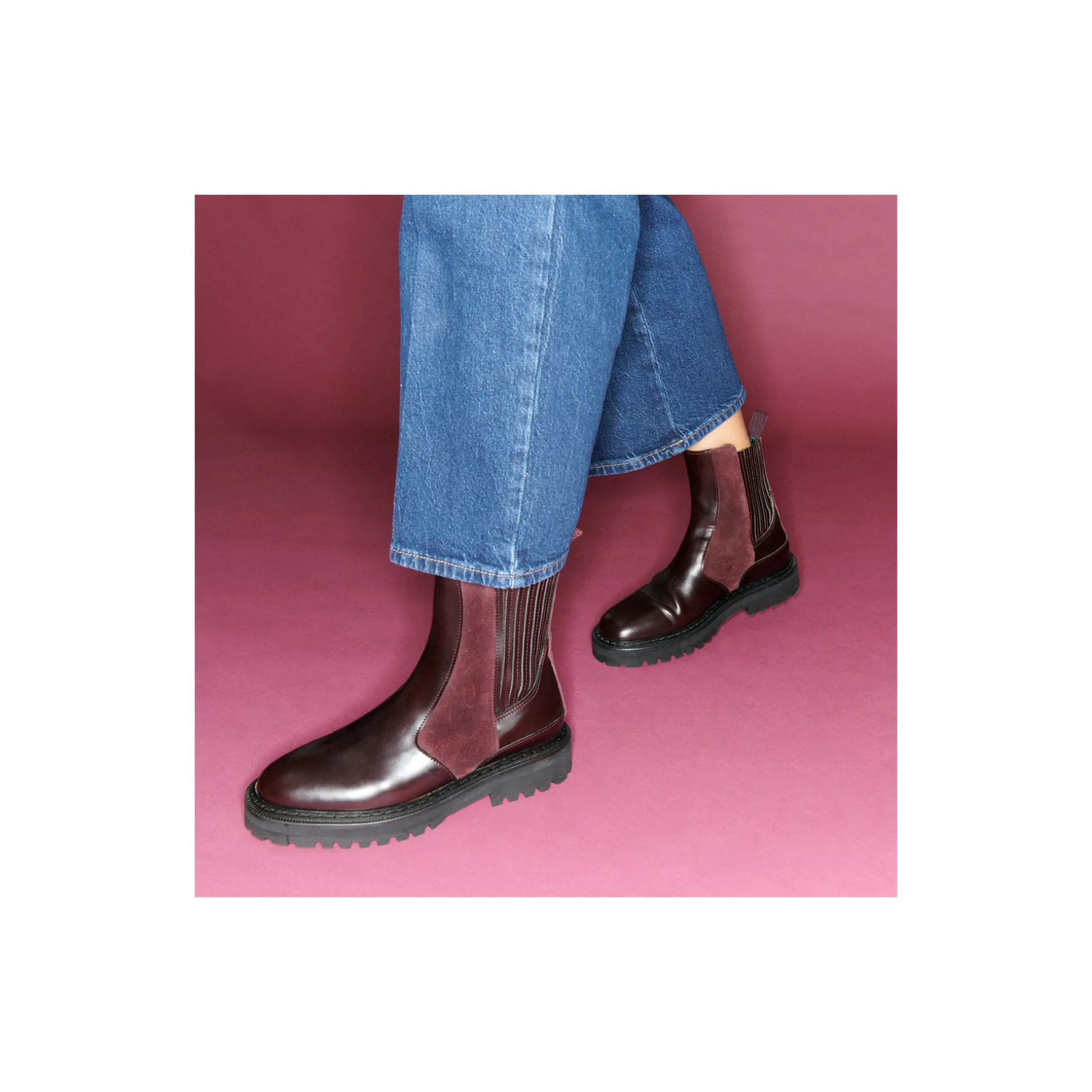 Flash Sale Claris Virot Bottines Ziggy Cuir et Suède Chocolat Bordeaux