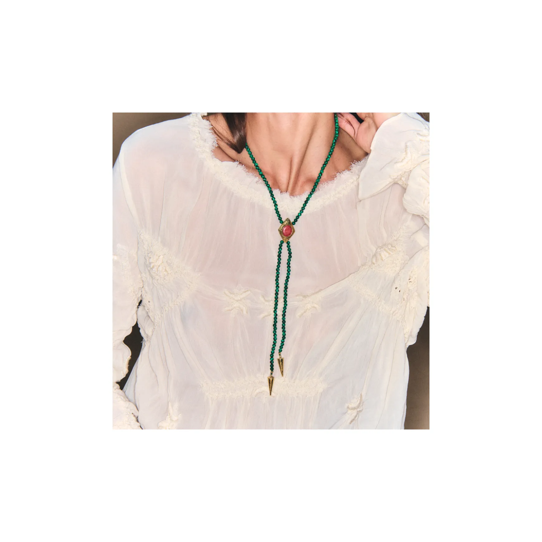 Shop Claris Virot Collier Bolo Malachites et opale