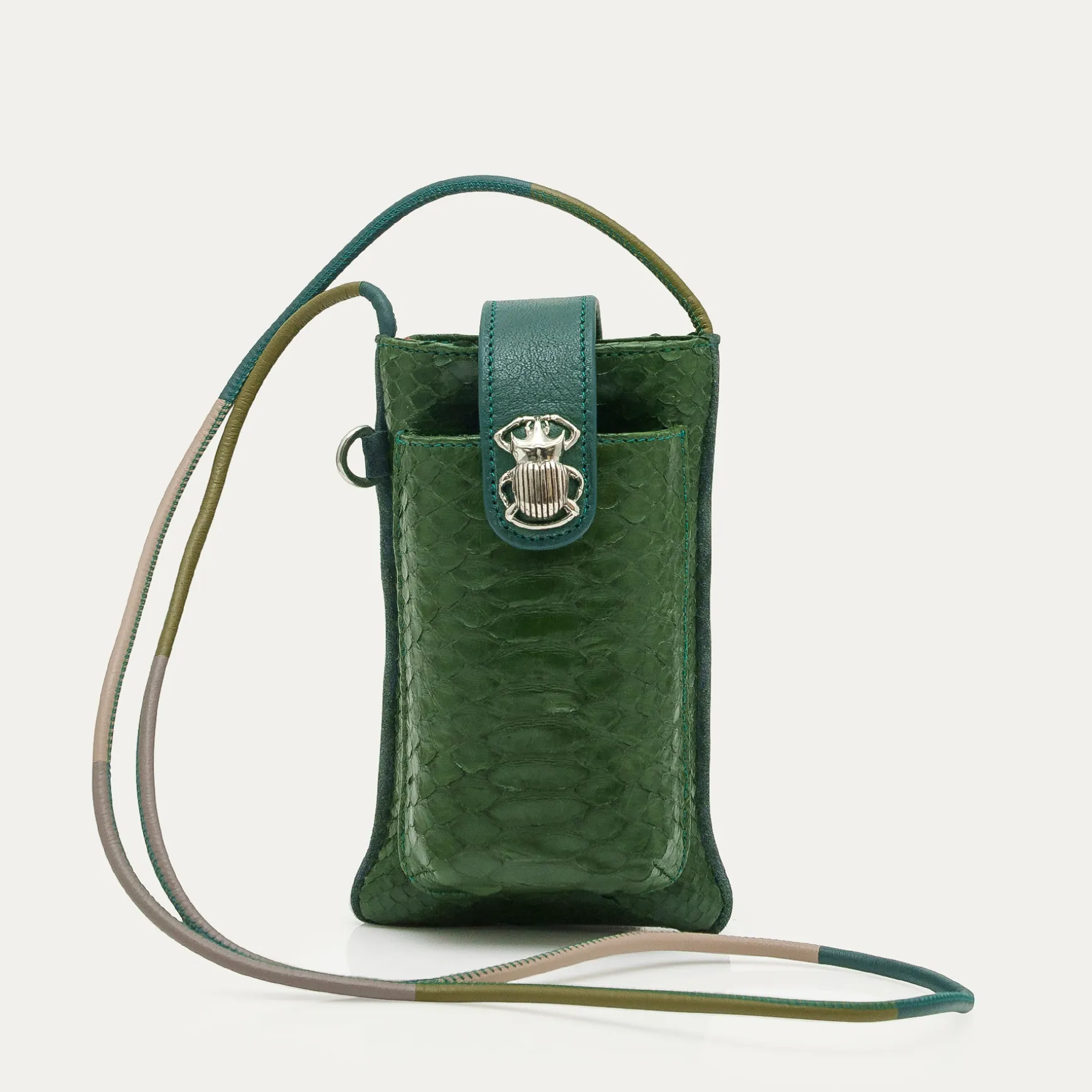 Sale Claris Virot Etui Double Marcus Python Vert Bronze