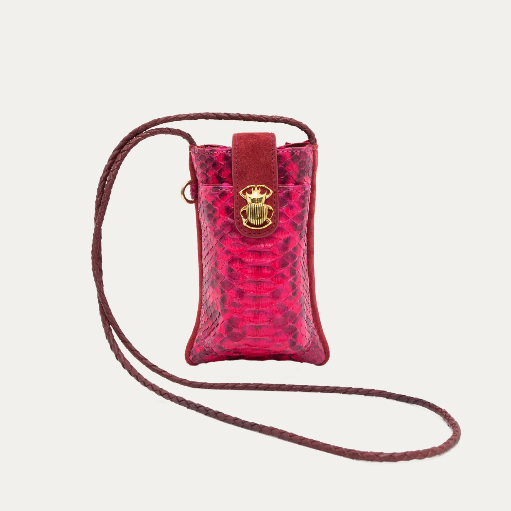 Best Sale Claris Virot Etui Double Marcus Python Celosia Rose