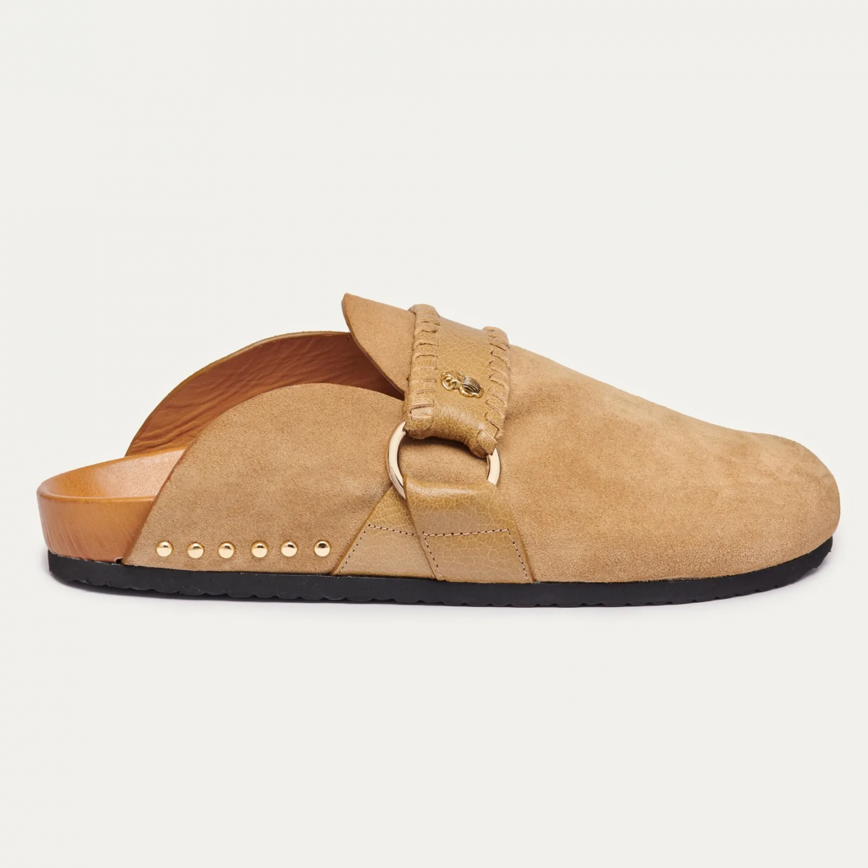 New Claris Virot Mules Georgette Cuir sable