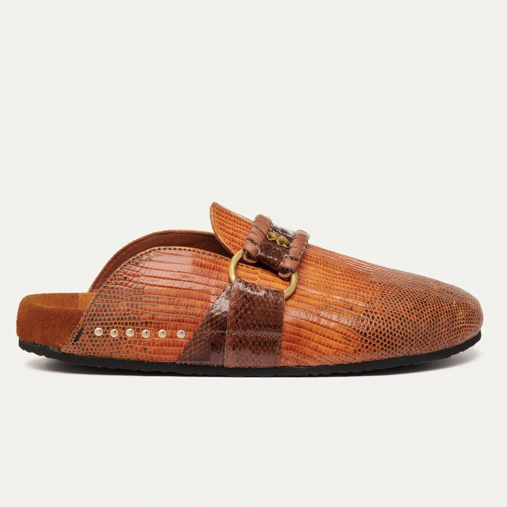 Sale Claris Virot Mules Georgette Lézard Caramel kocha