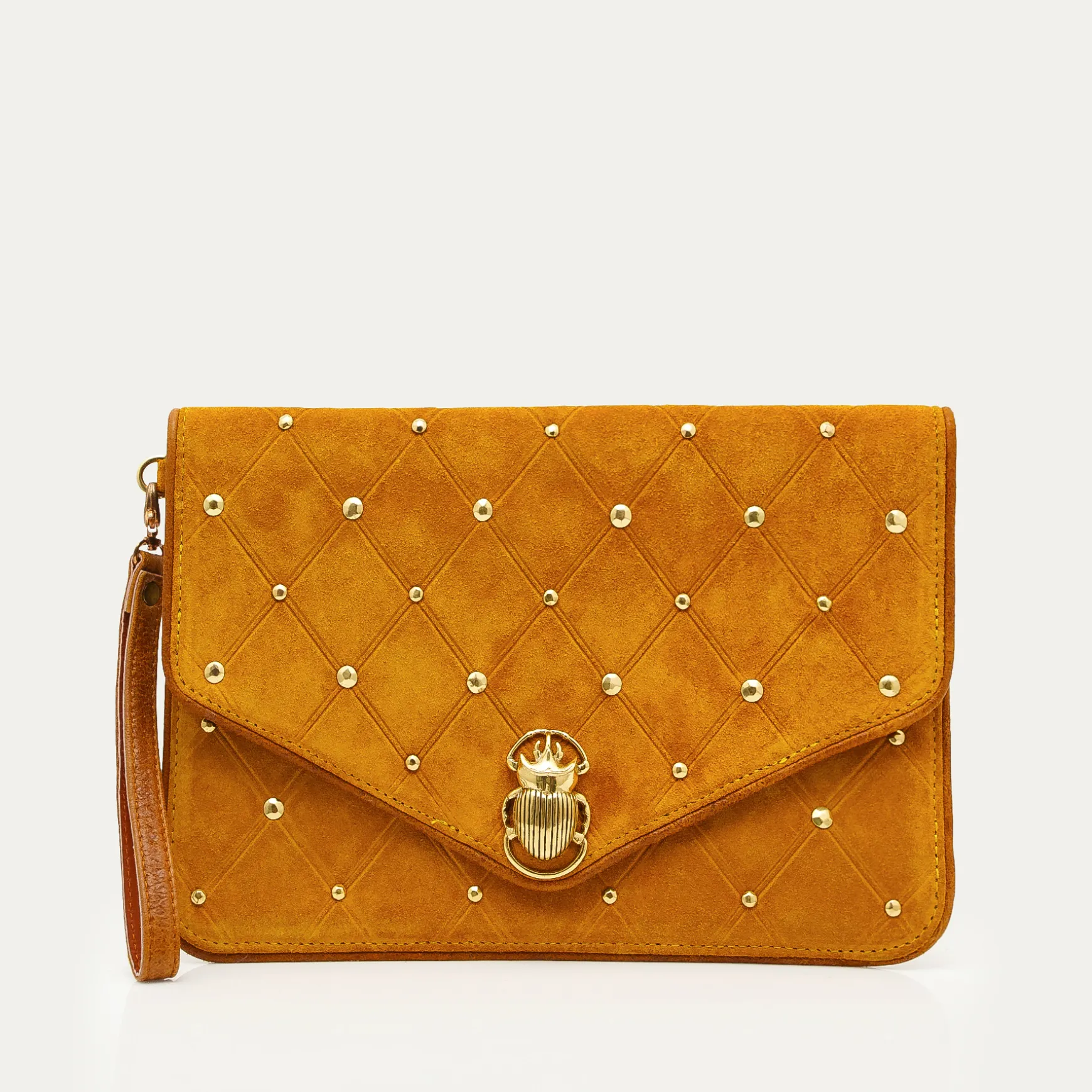 Store Claris Virot Pochette Alicia Suède ambre cloutée