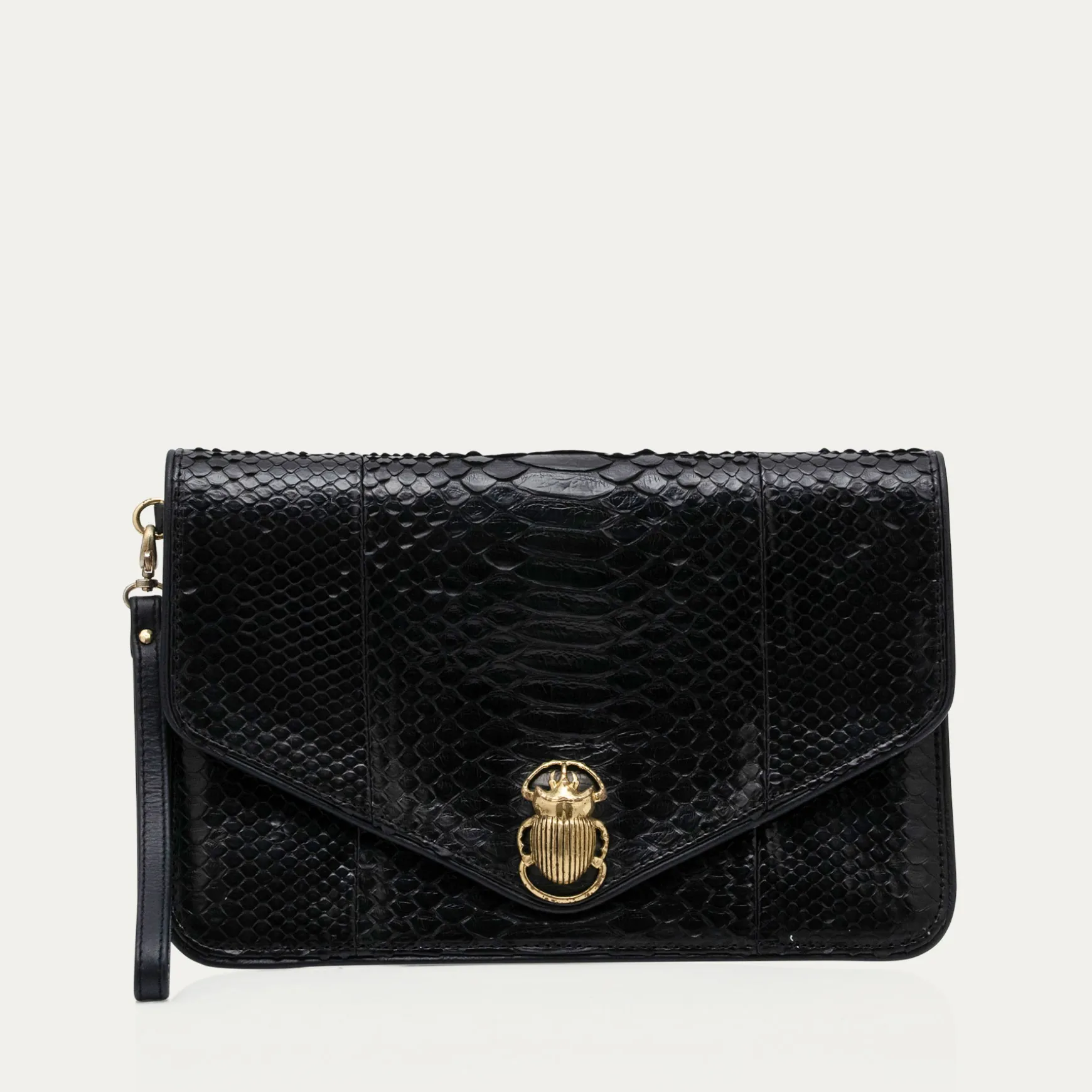 Sale Claris Virot Pochette Alicia Python Noir