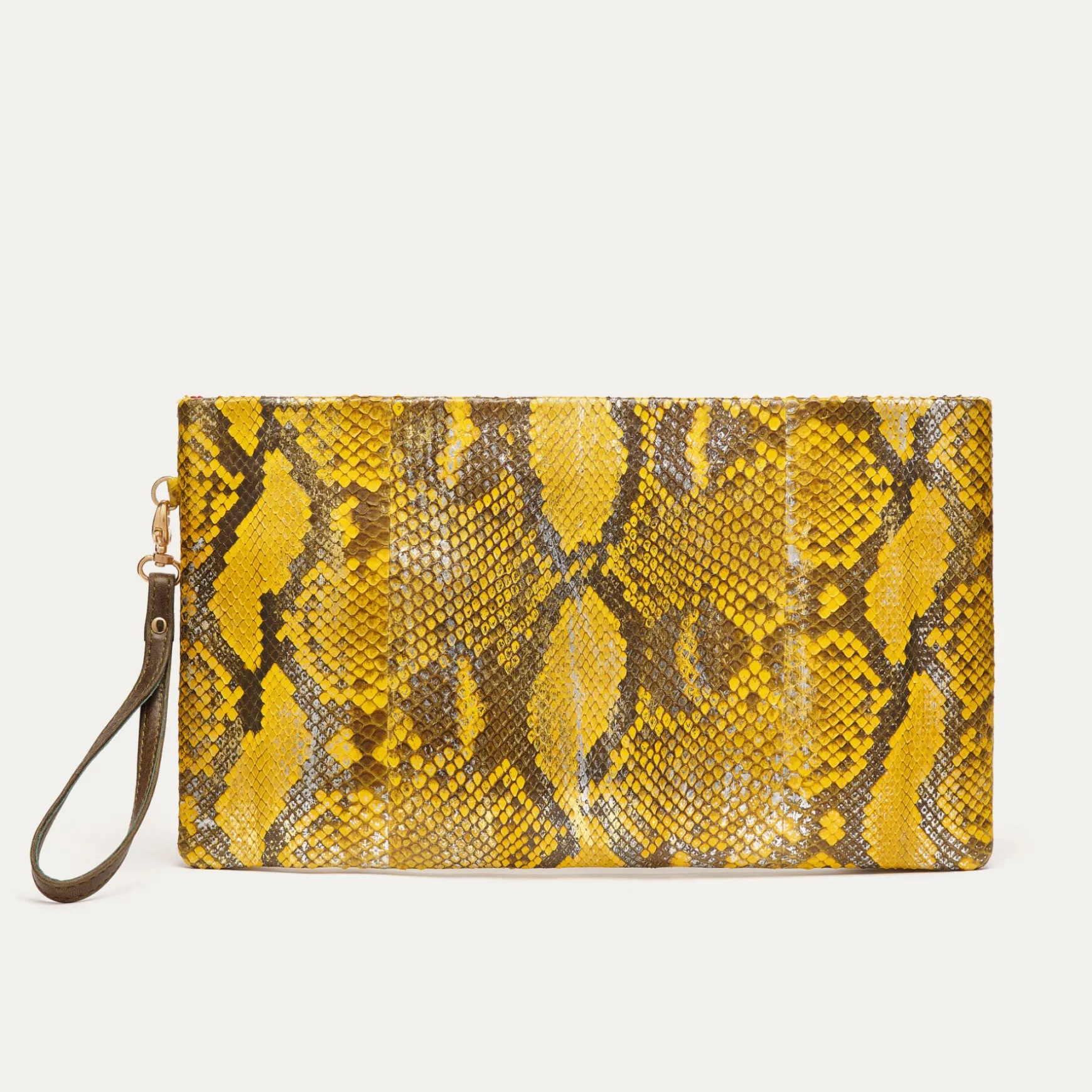 Fashion Claris Virot Pochette Lou Python Jaune Impérial Samouraï