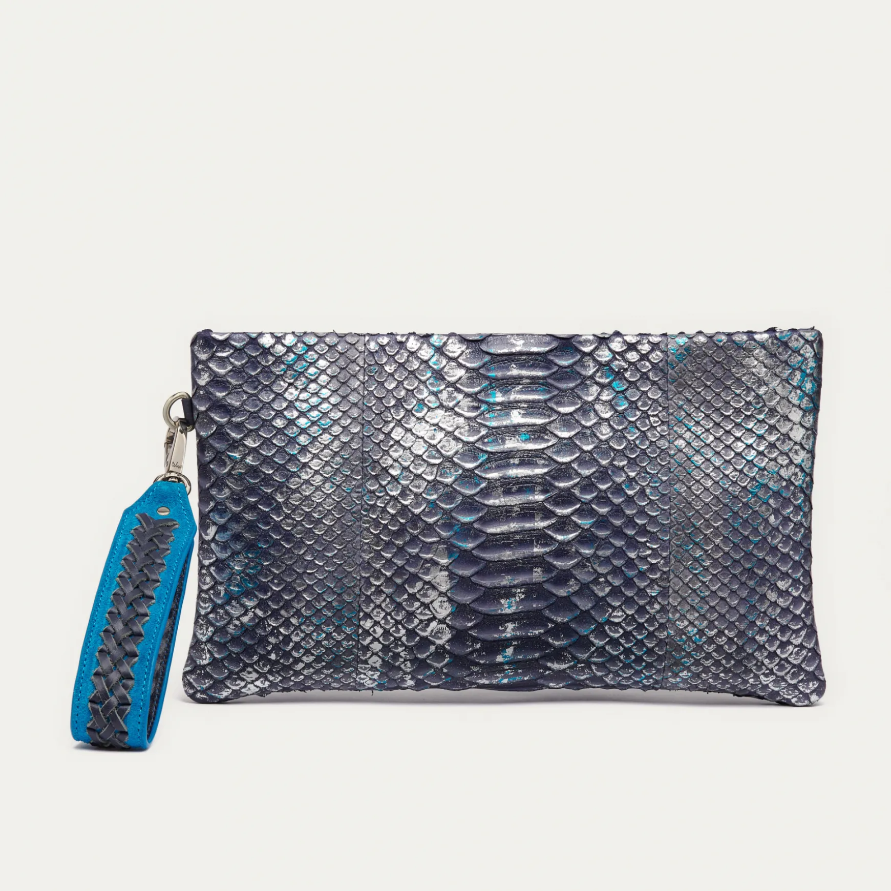 Cheap Claris Virot Pochette Lou Python bleu glacier métallisé