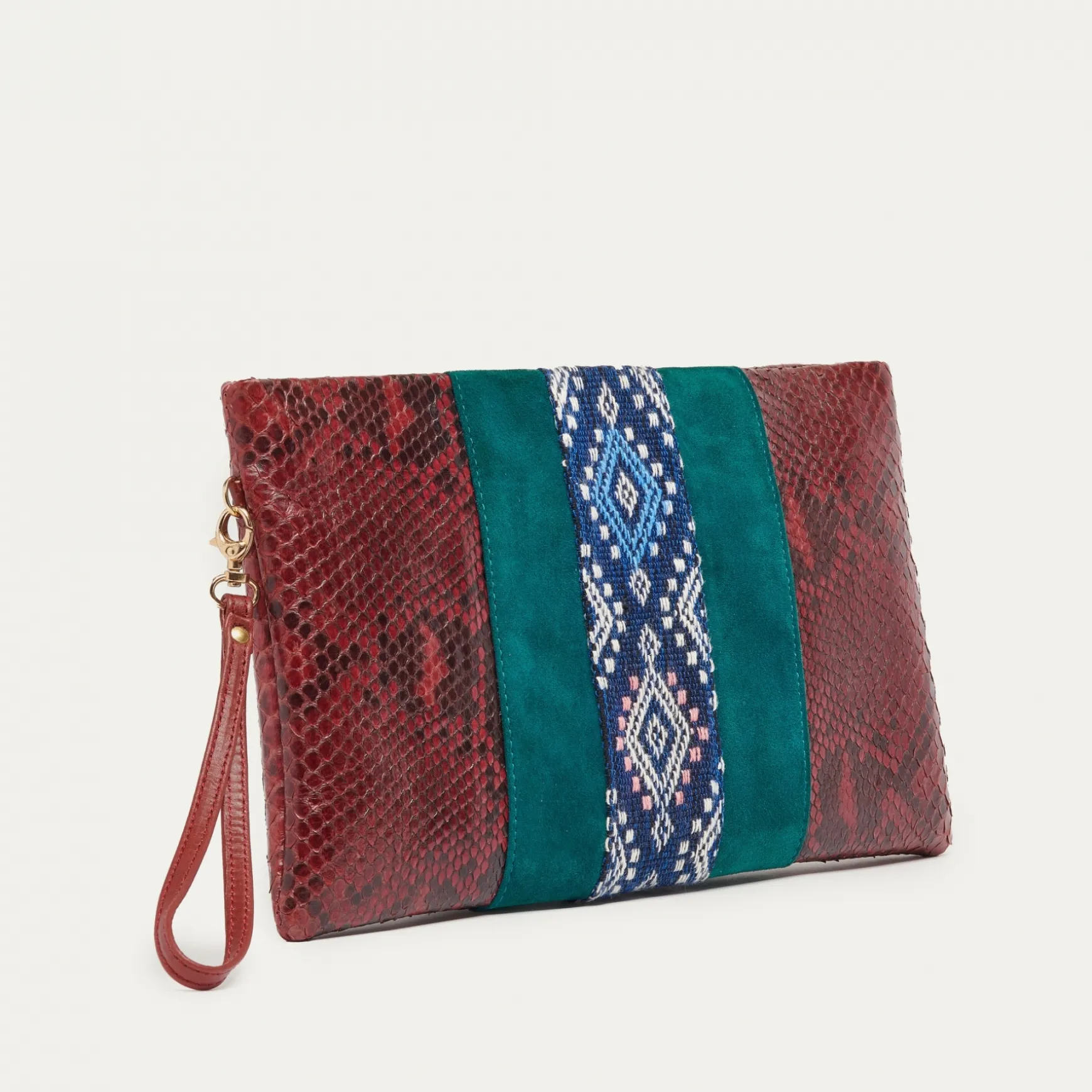 Best Claris Virot Pochette Lou Python bordeaux et bleu sumba