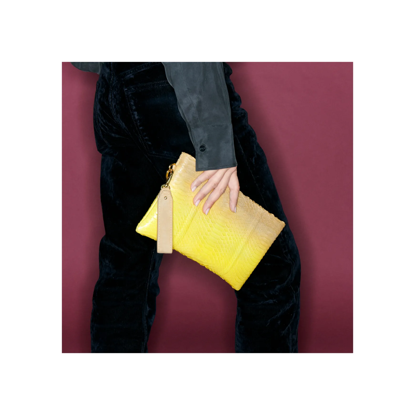 Best Claris Virot Pochette Lou Python Jaune Mais