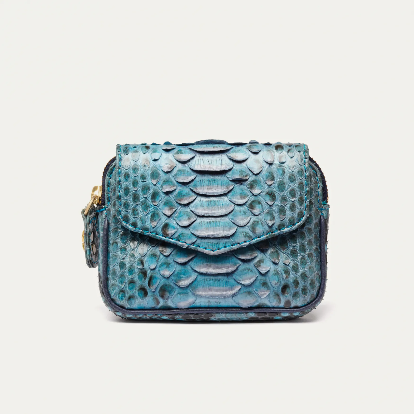 Outlet Claris Virot Porte Monnaie Karl Python Bleu Lagon