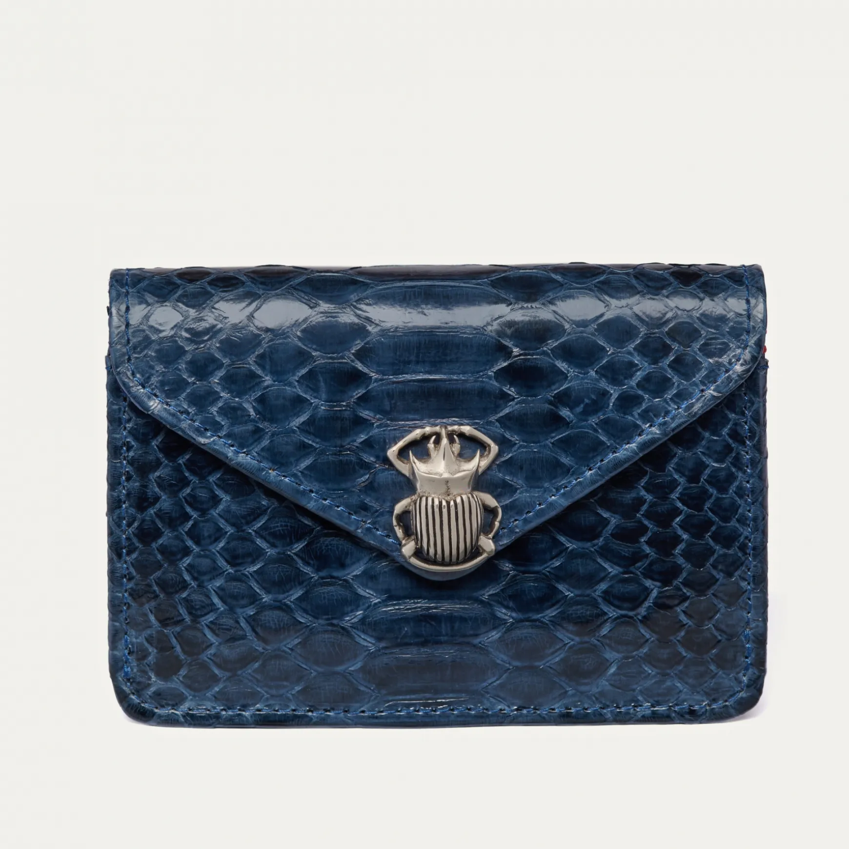 Best Sale Claris Virot Portefeuille Alex Python et cuir suédé navy