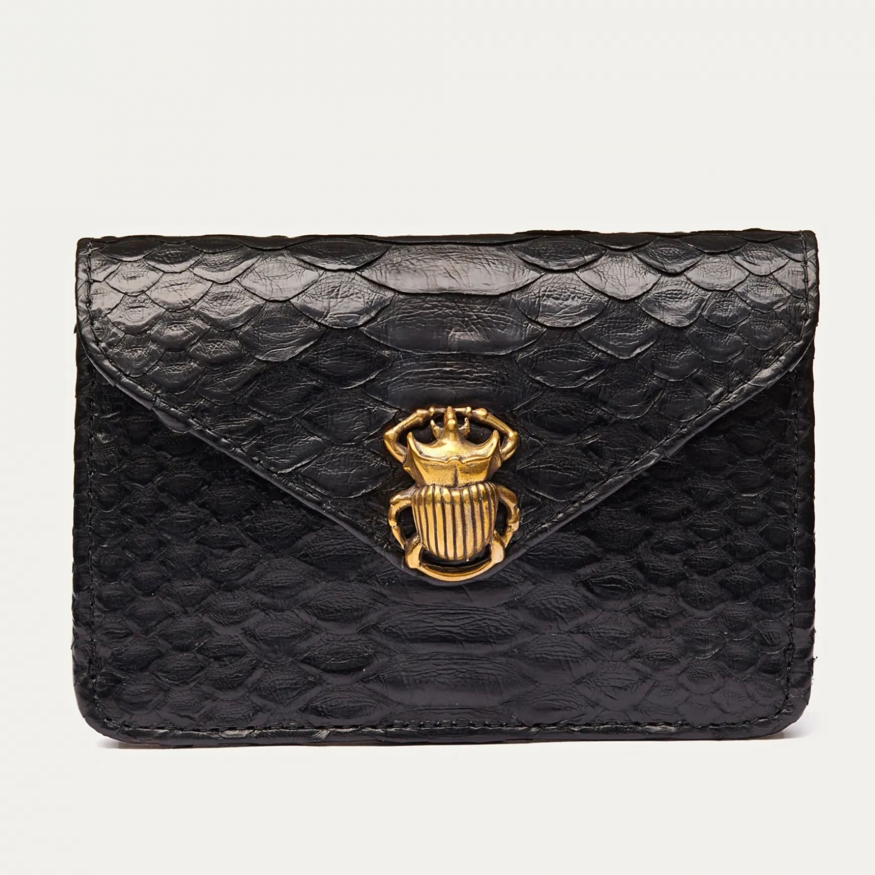 Flash Sale Claris Virot Portefeuille Alex Python noir metallerie or