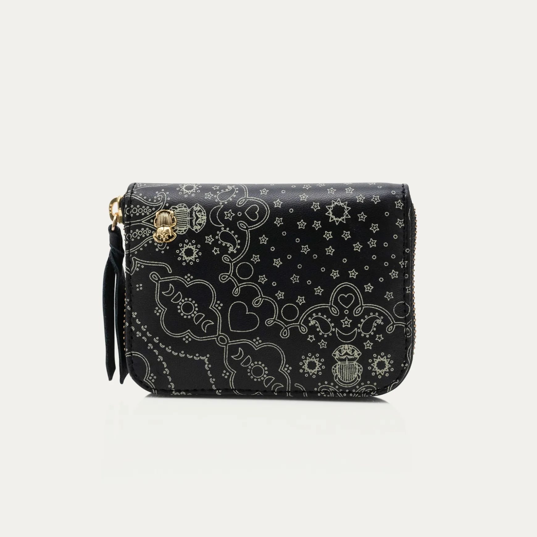 Flash Sale Claris Virot Portefeuille Mini Bob Cuir Nappa Noir Imprimé Bandana