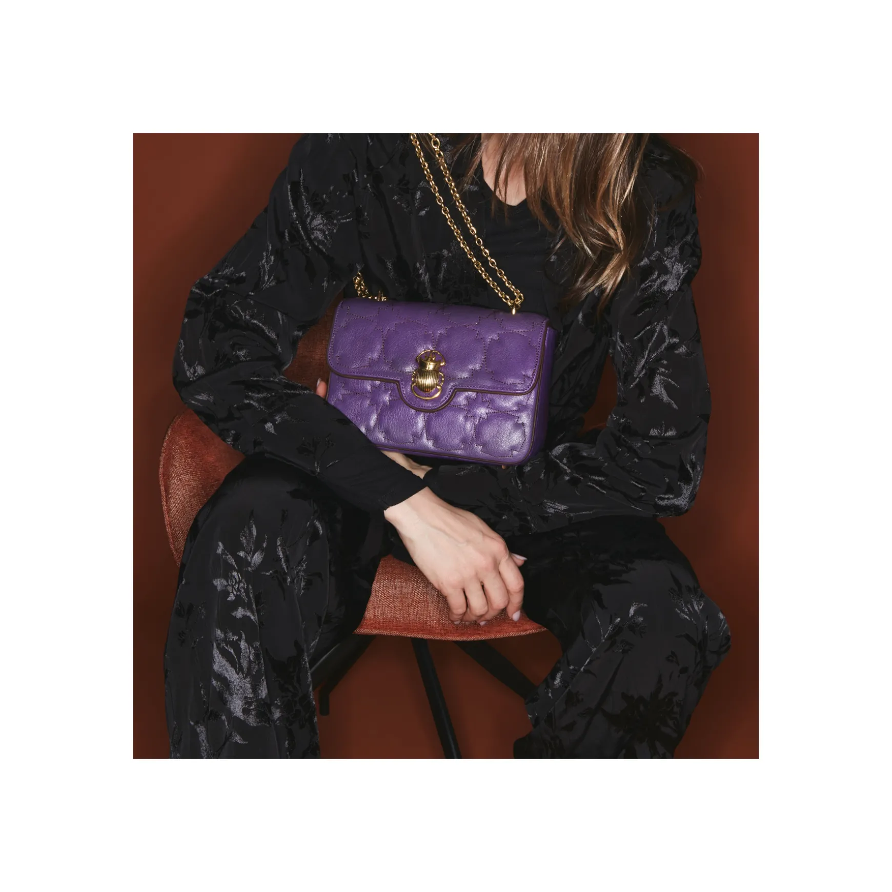 Best Claris Virot Sac Ava Medium Cuir Violet Brodé