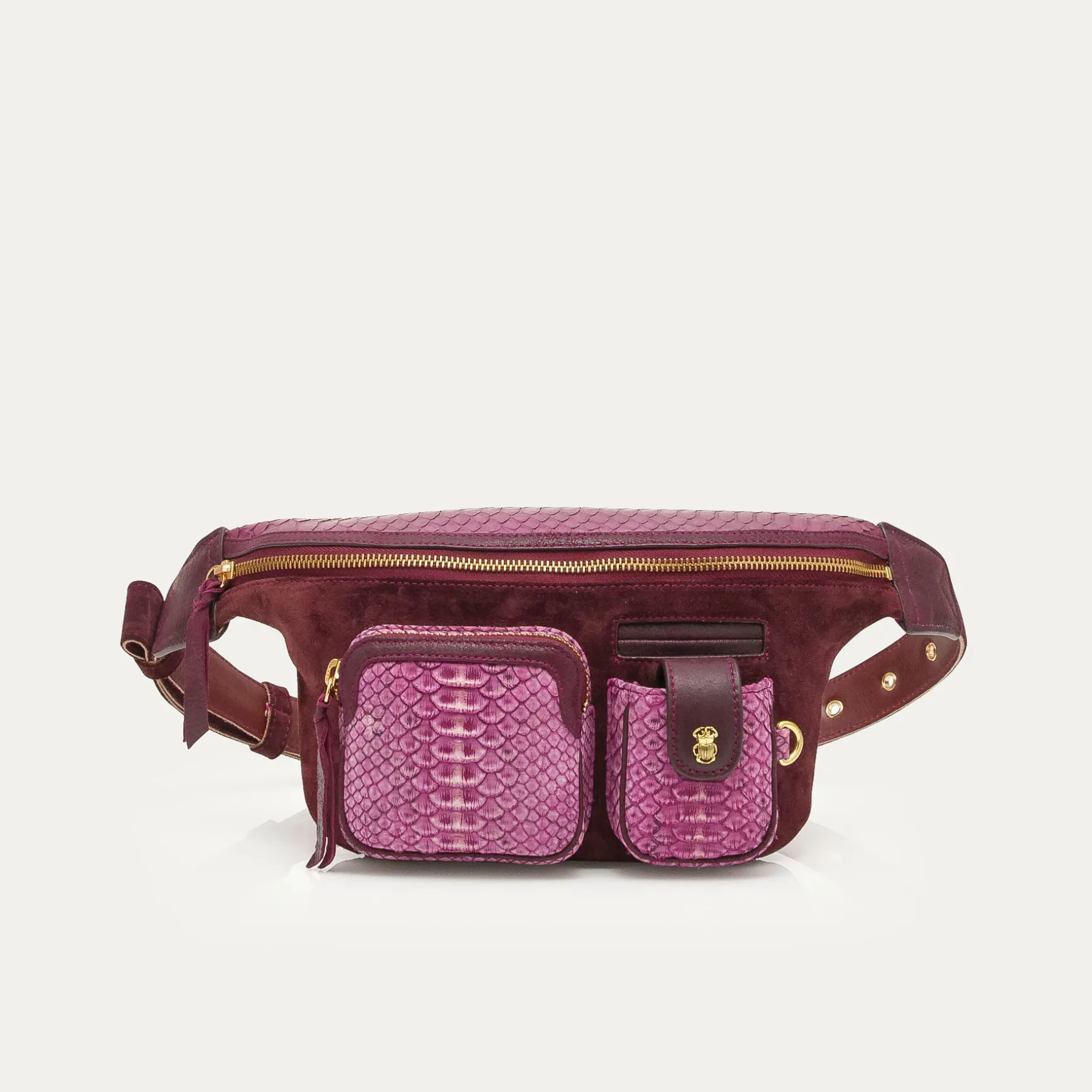 Outlet Claris Virot Sac Banane Romeo Pythons pourpres mixés