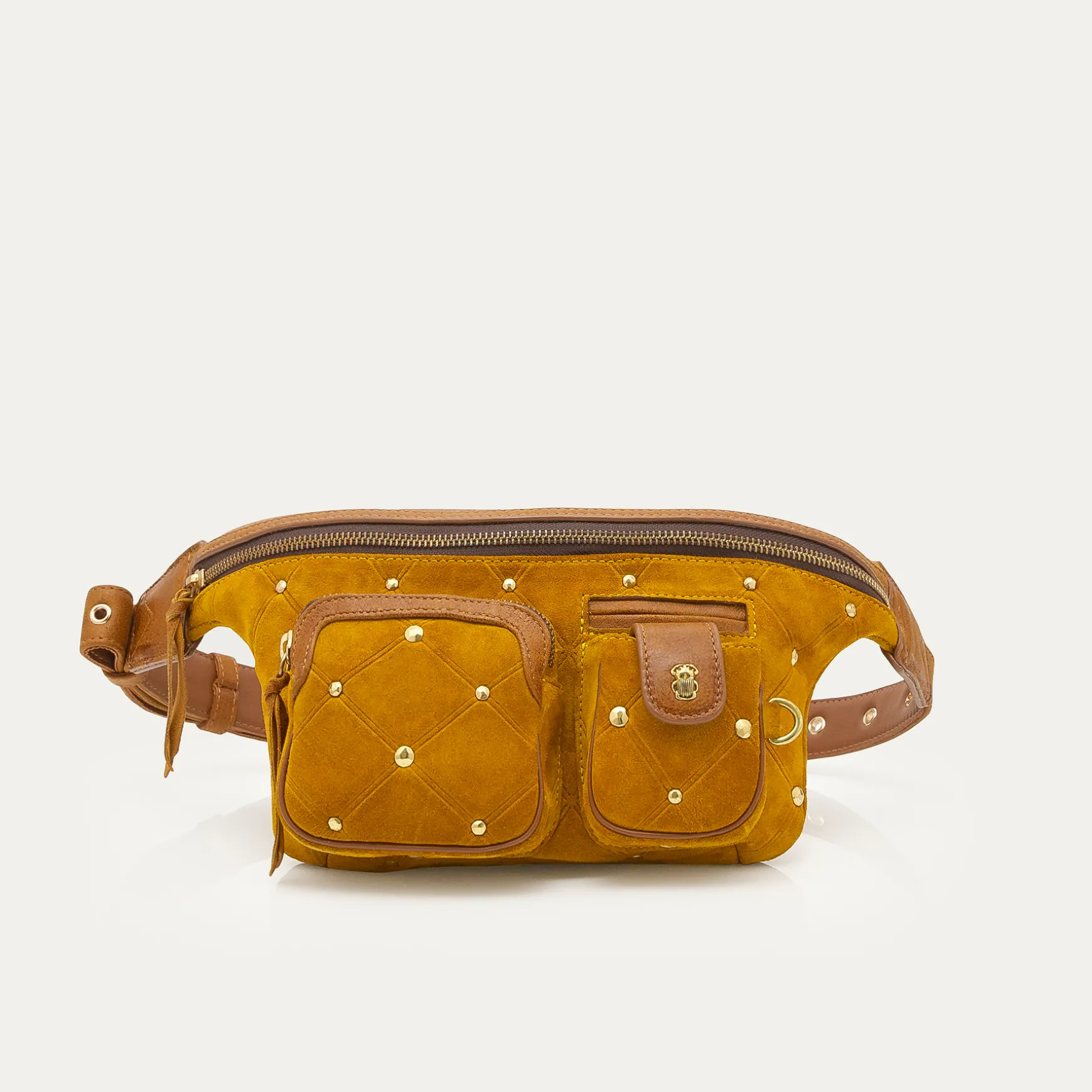 Cheap Claris Virot Sac Banane Romeo Suède ambre cloutée