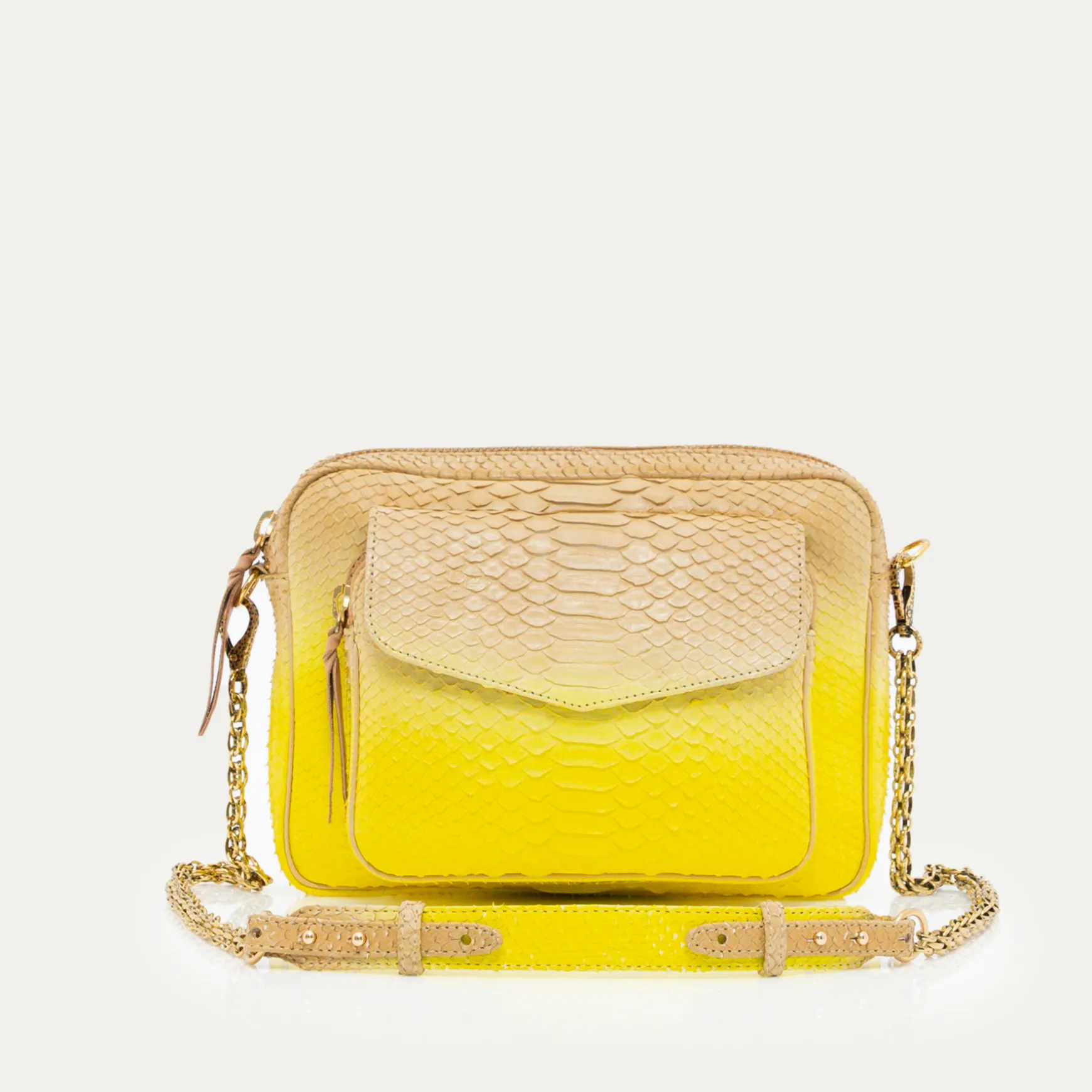 Outlet Claris Virot Sac Big Charly Python Jaune Mais