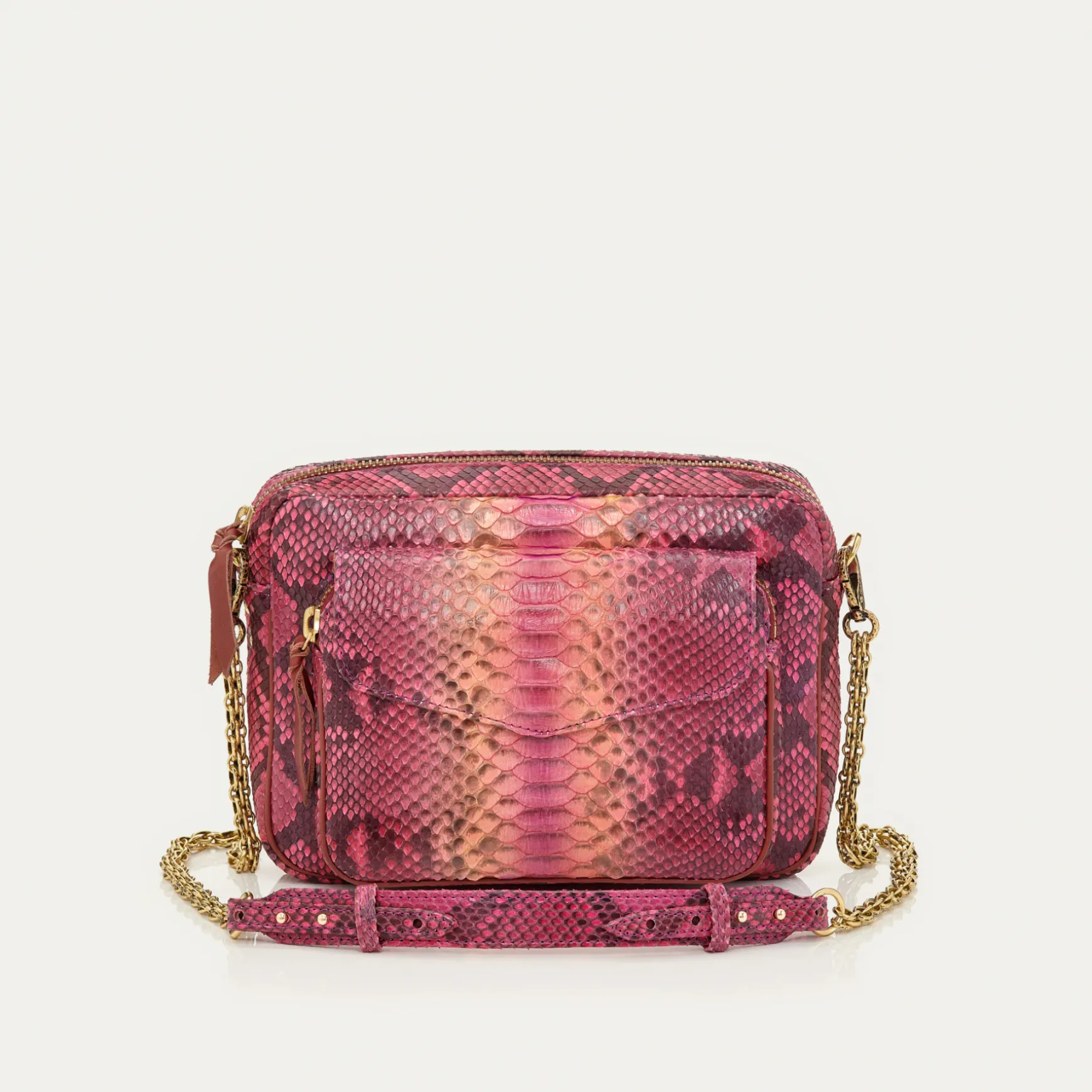 Discount Claris Virot Sac Big Charly Python Bordeaux Rose