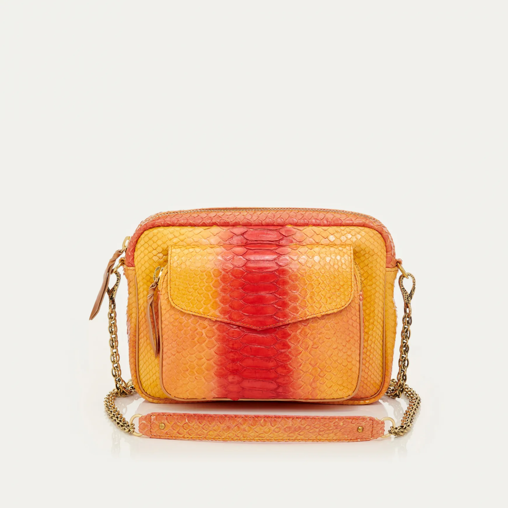 Discount Claris Virot Sac Big Charly Python orange rouge tatsu