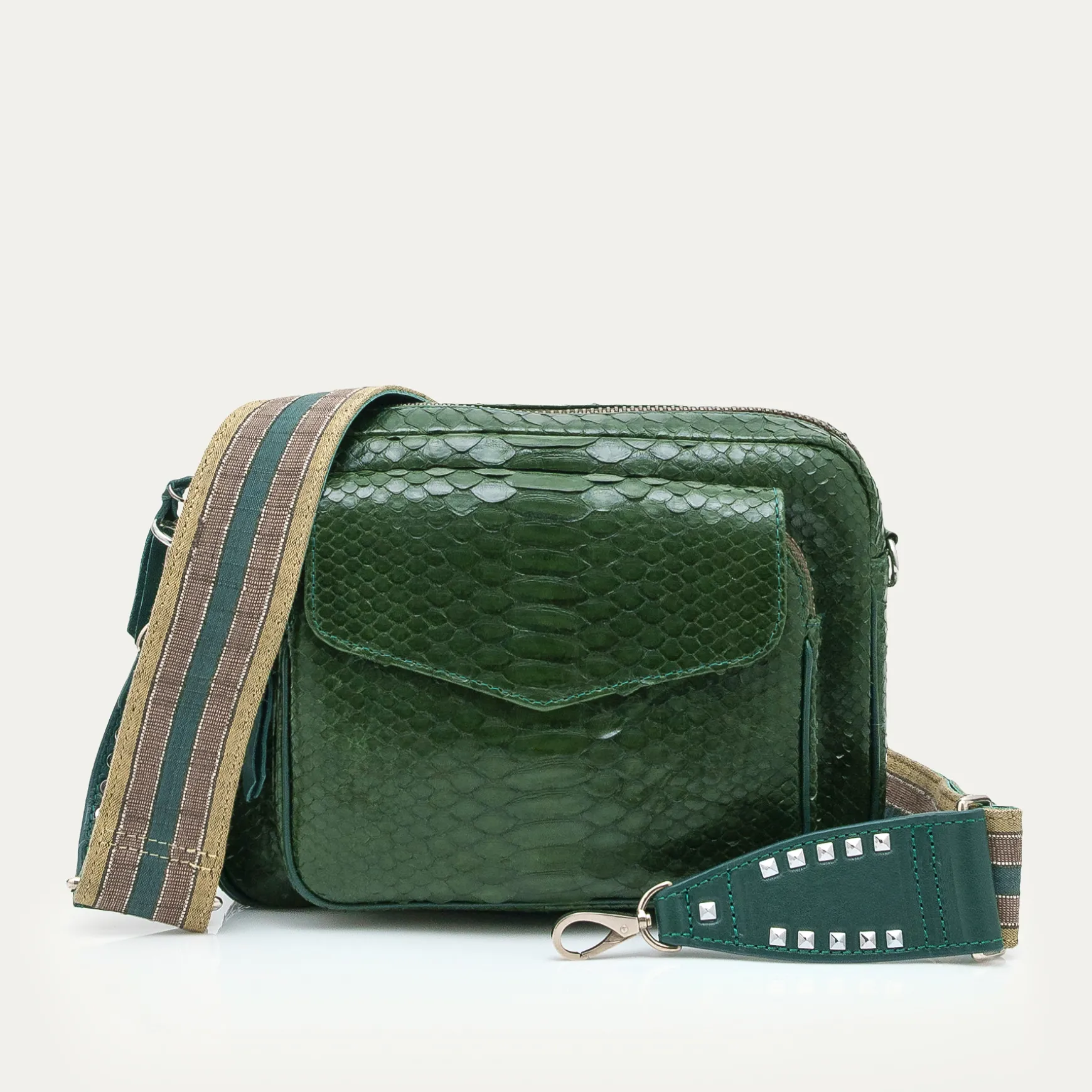 Clearance Claris Virot Sac Big Charly Python Vert Bronze