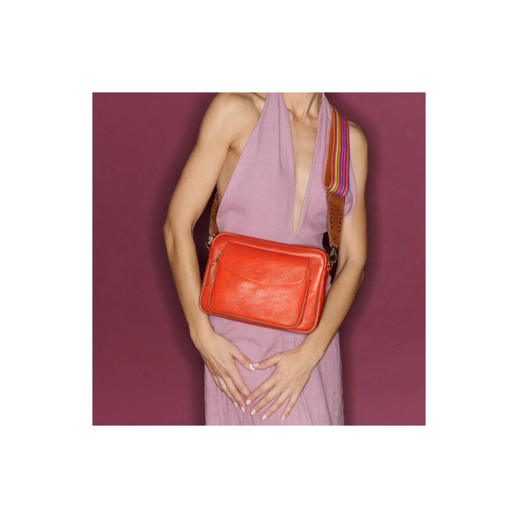 Discount Claris Virot Sac Big Charly Cuir Orange goyave