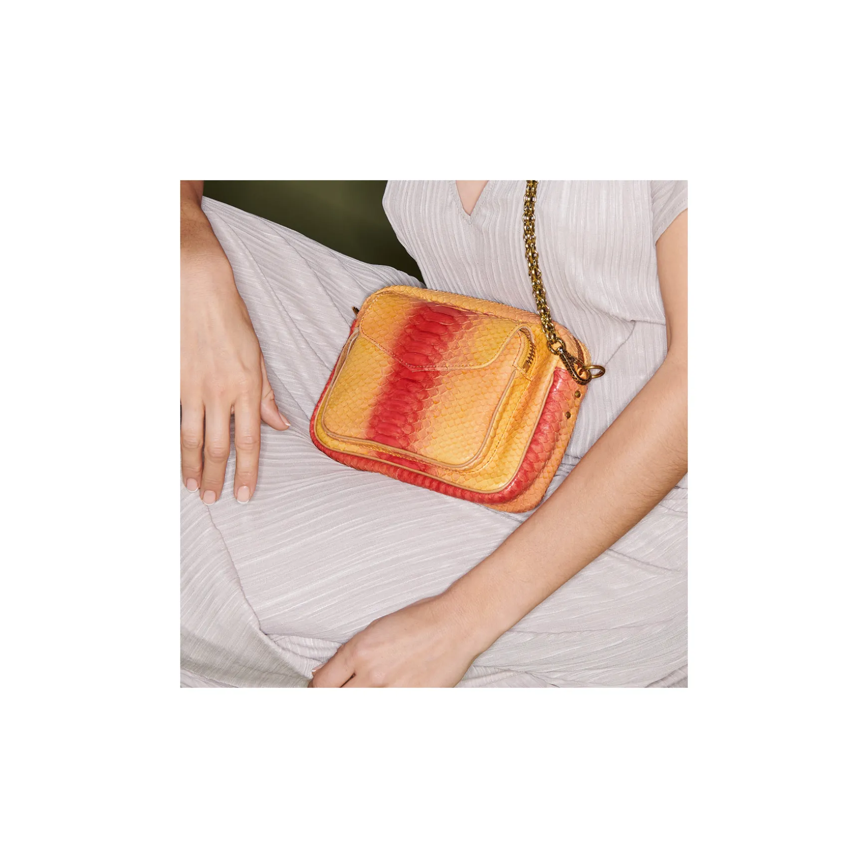 Discount Claris Virot Sac Big Charly Python orange rouge tatsu