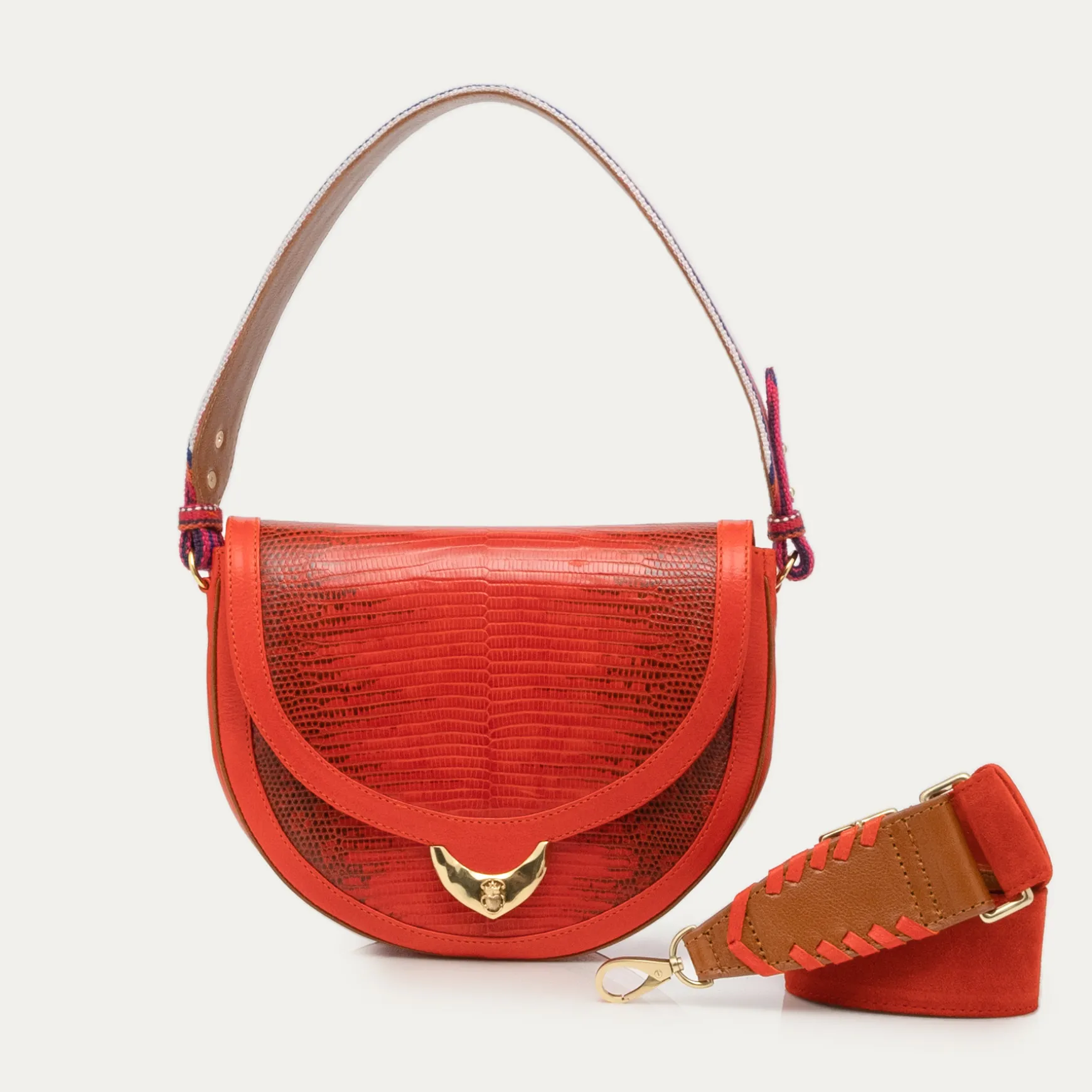 Store Claris Virot Sac Big Victoria Lézard Orange goyave