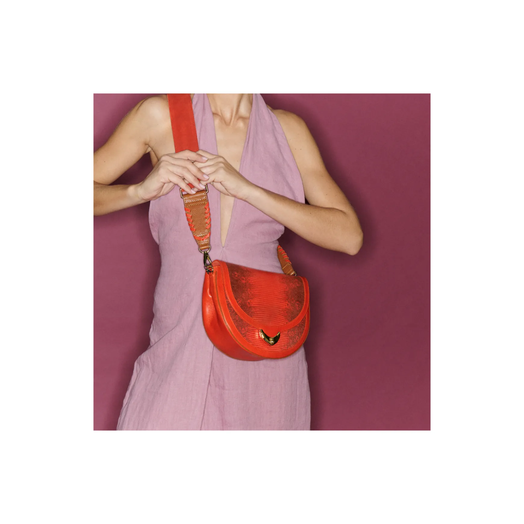 Store Claris Virot Sac Big Victoria Lézard Orange goyave