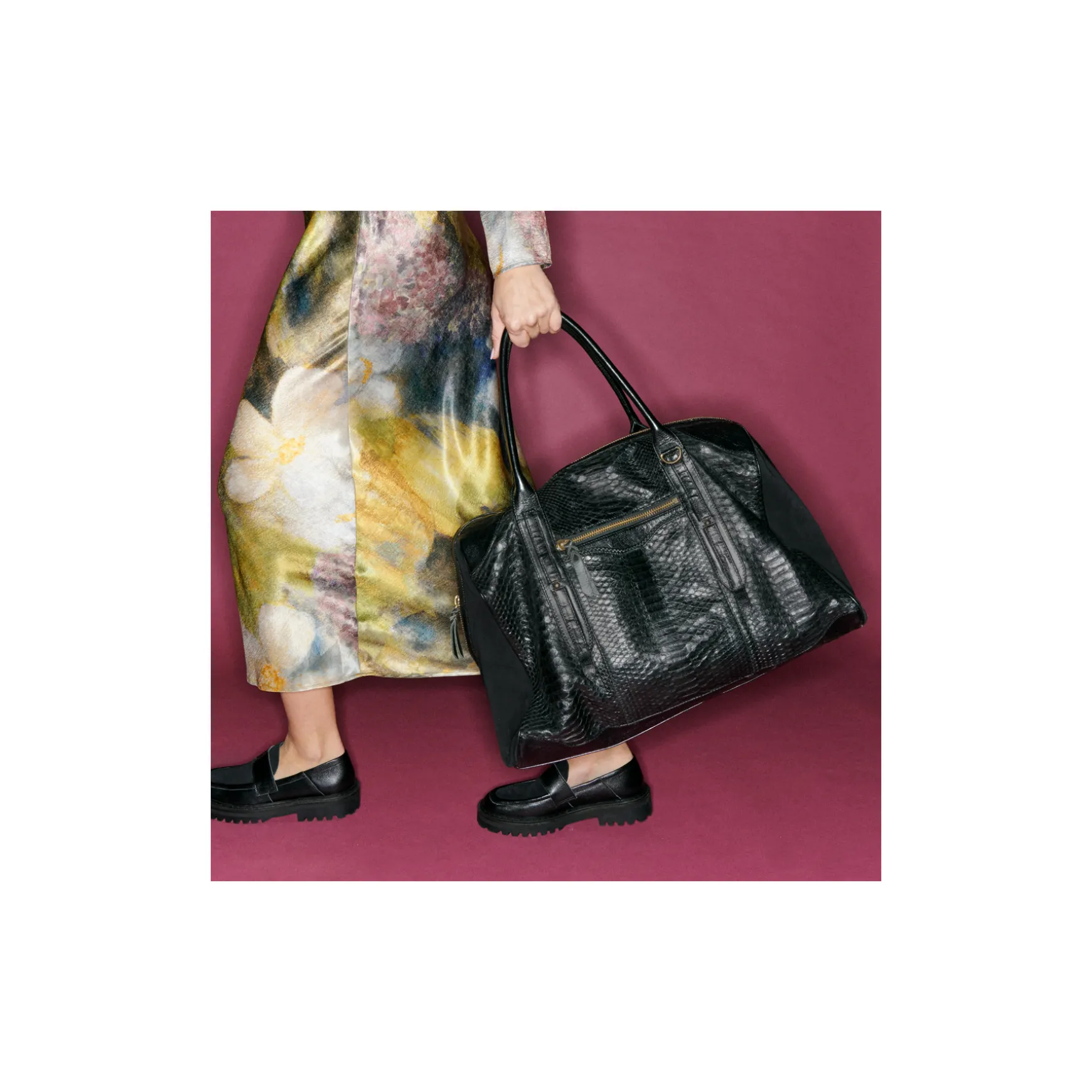 Shop Claris Virot Sac Bowling June L Python Noir