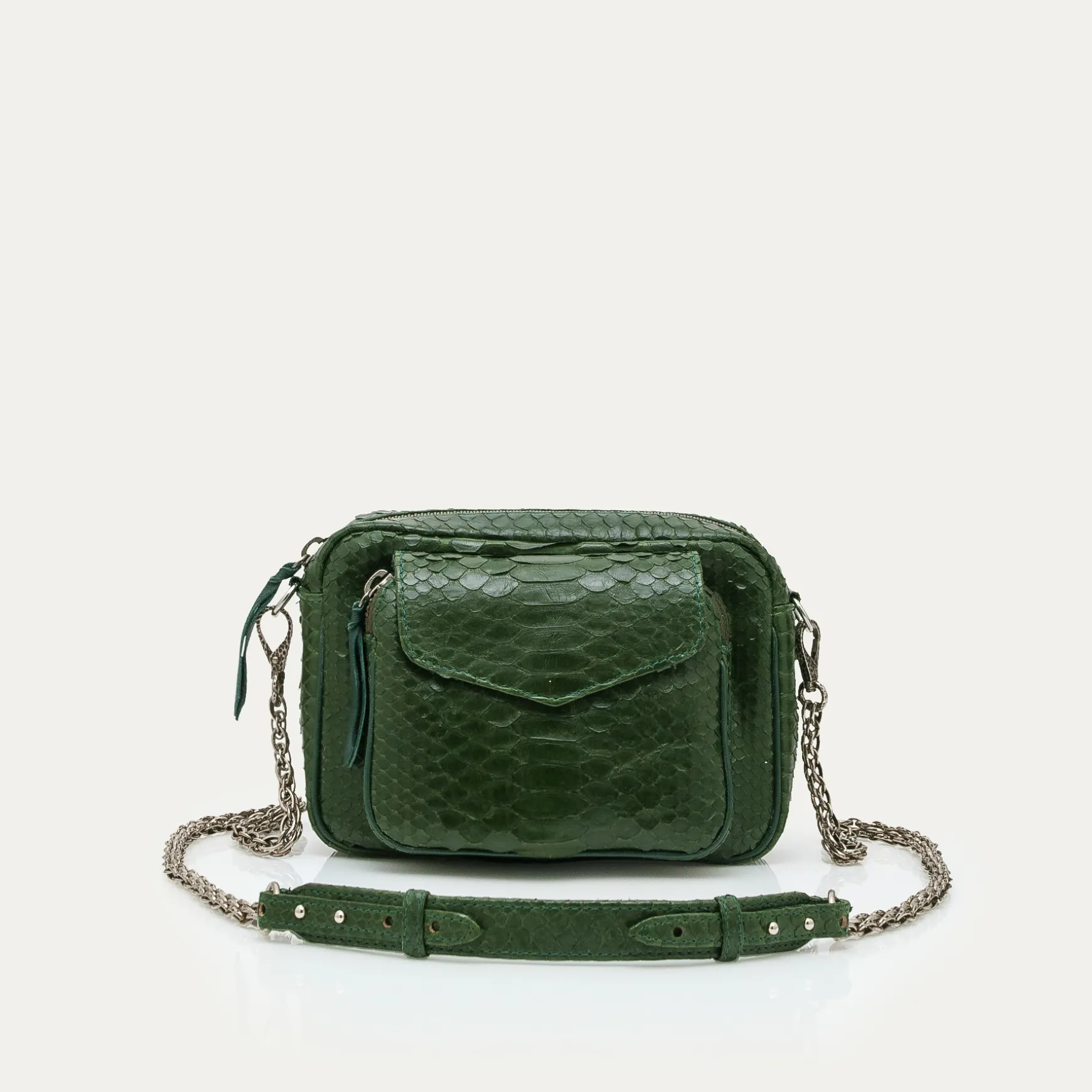 Sale Claris Virot Sac Charly Python Vert Bronze