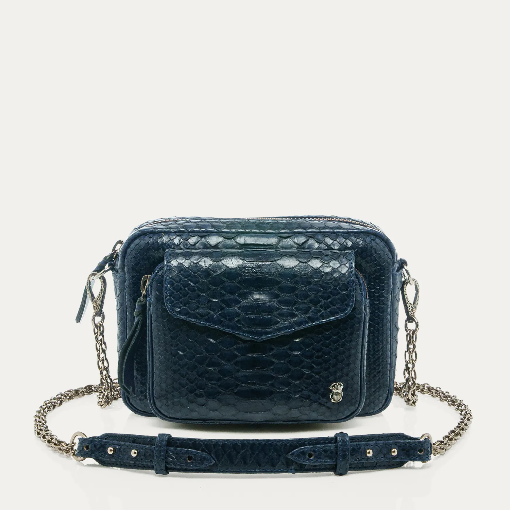 Store Claris Virot Sac Charly Python navy chaîne argent