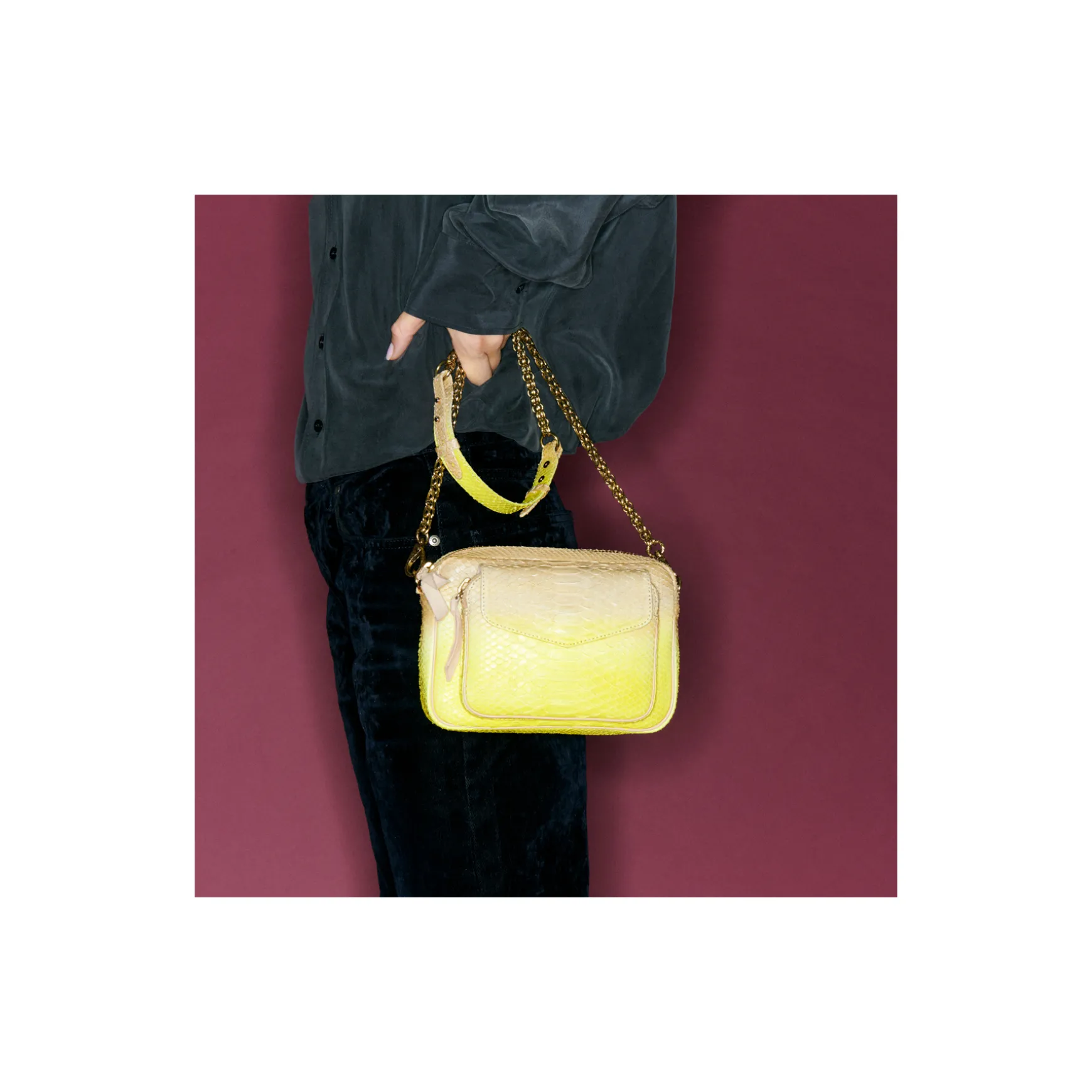 Online Claris Virot Sac Charly Python Jaune Mais