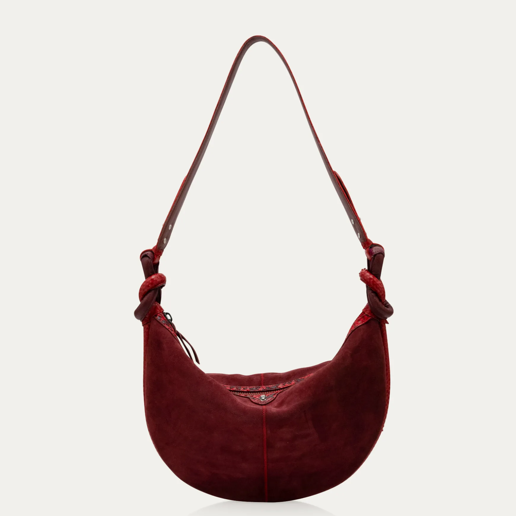 Outlet Claris Virot Sac Chris Veau Velours Bordeaux et python rubis