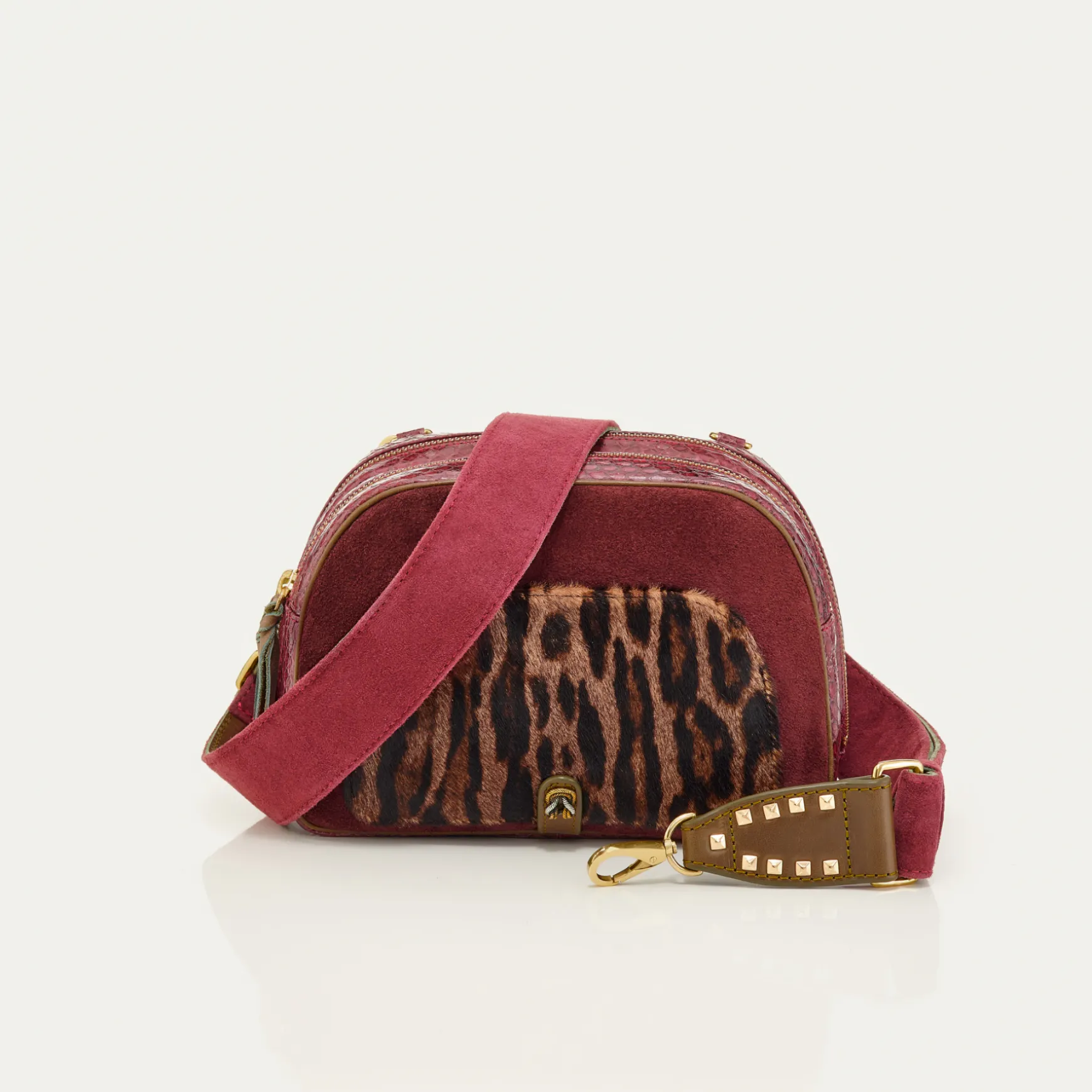 Shop Claris Virot Sac Clara Cuirs ocelot et bordeaux