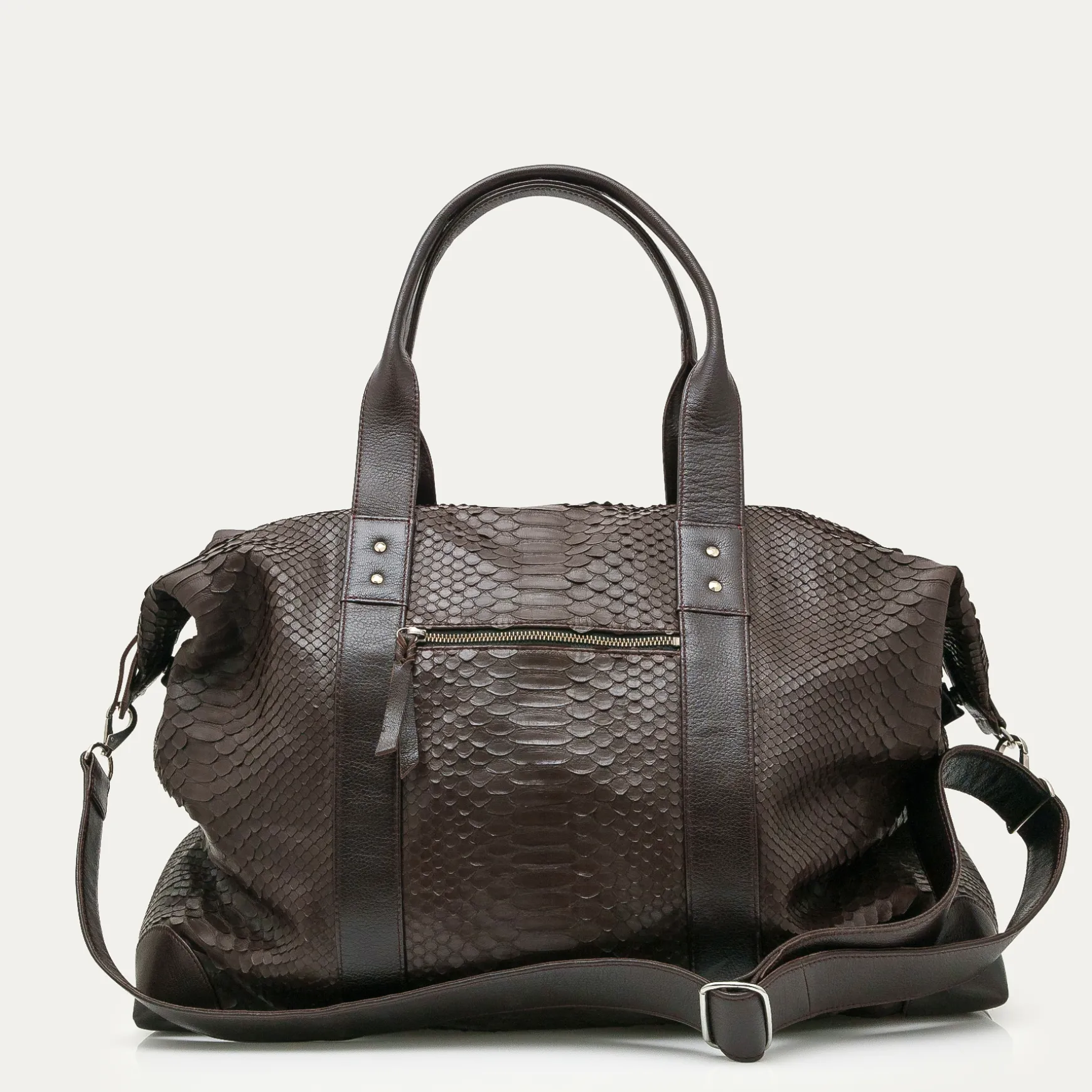 Hot Claris Virot Sac de Voyage Roger L Python Brun Fumé