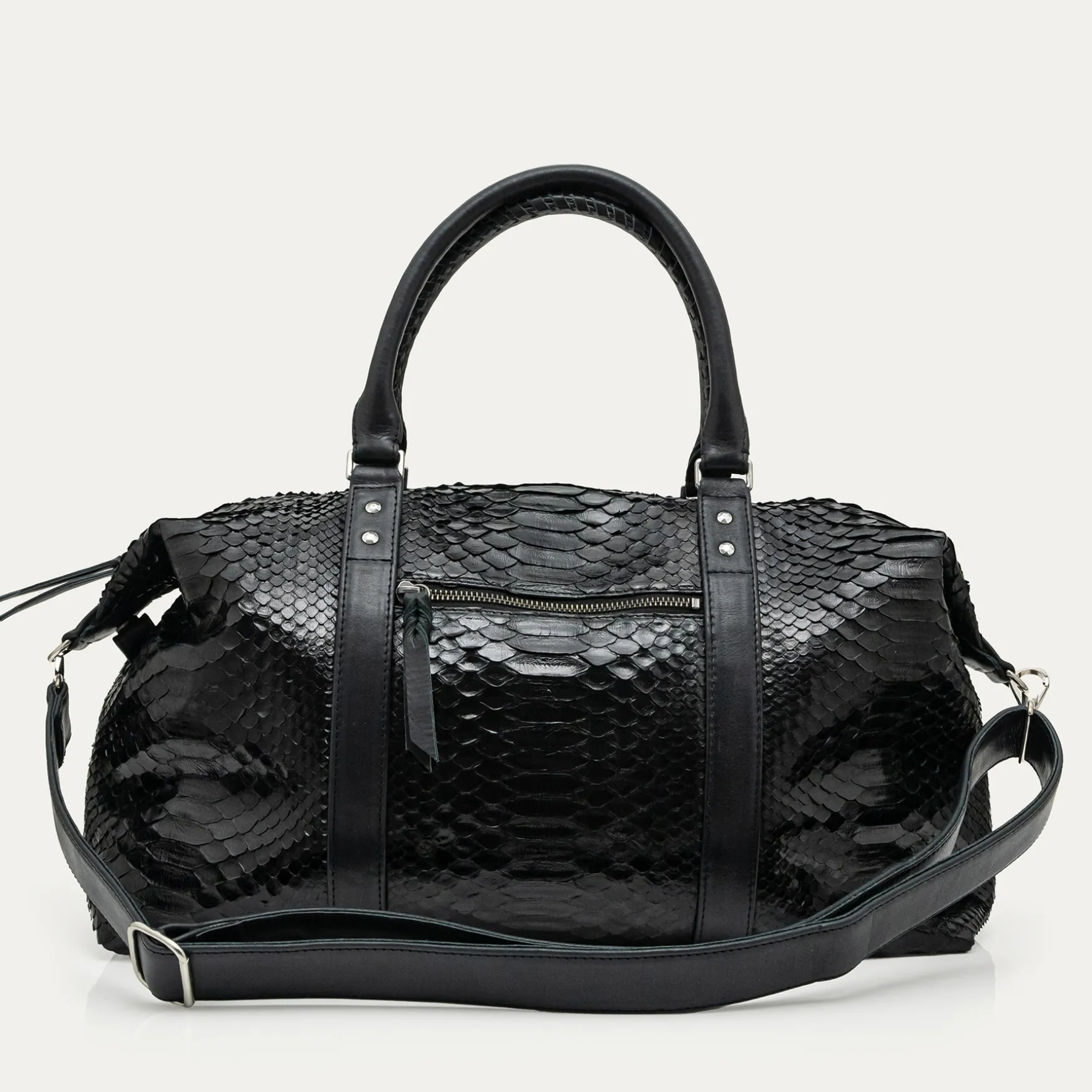 Store Claris Virot Sac de voyage Roger S Python et cuir noir