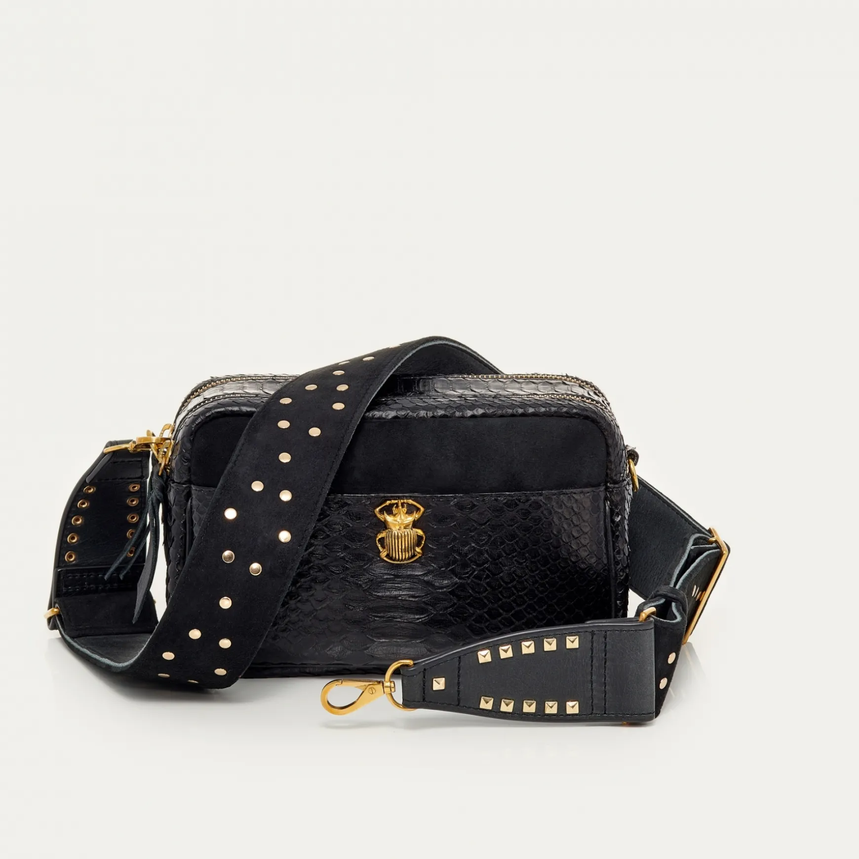 Flash Sale Claris Virot Sac Lily Python et cuir suédé noir