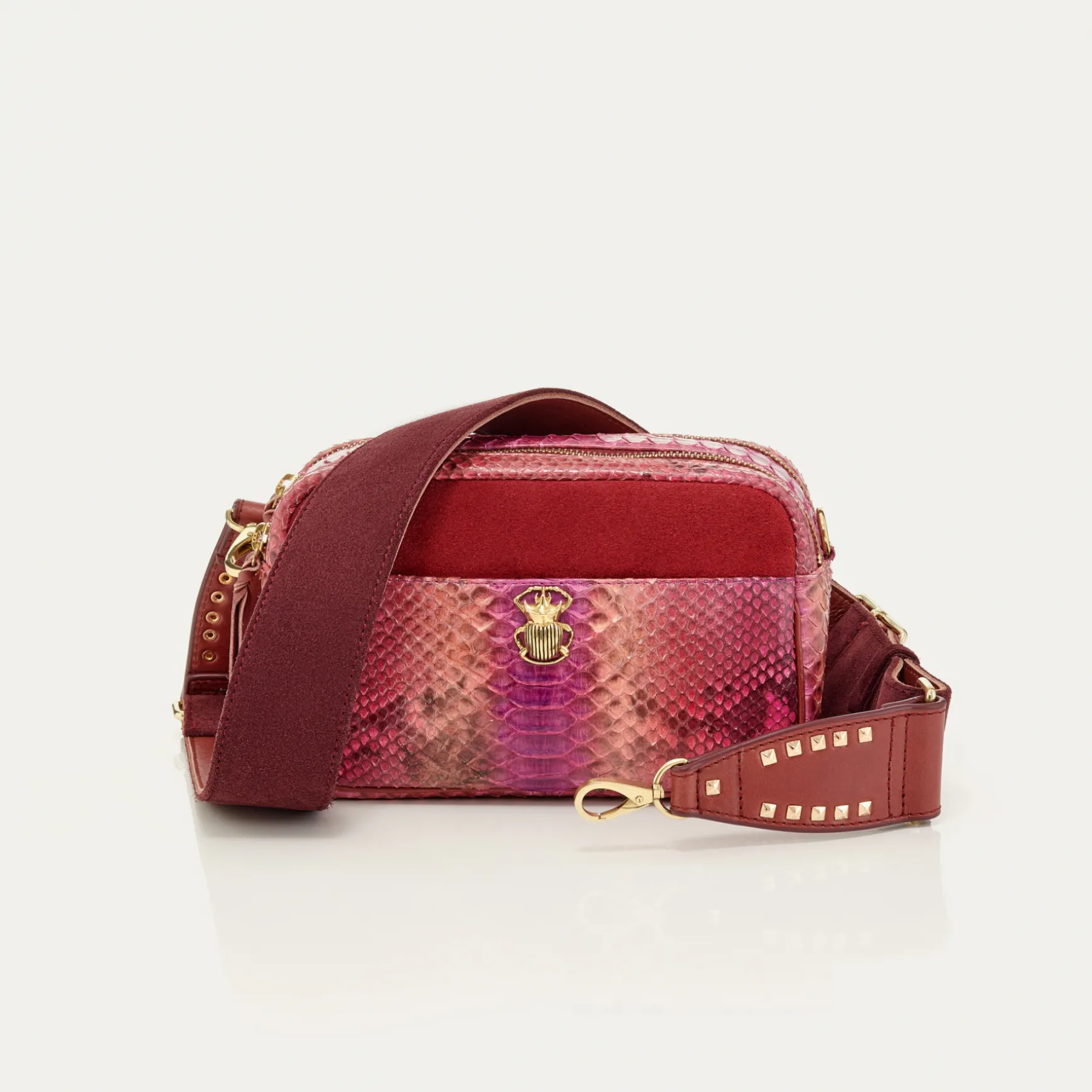 New Claris Virot Sac Lily Python Bordeaux Rose