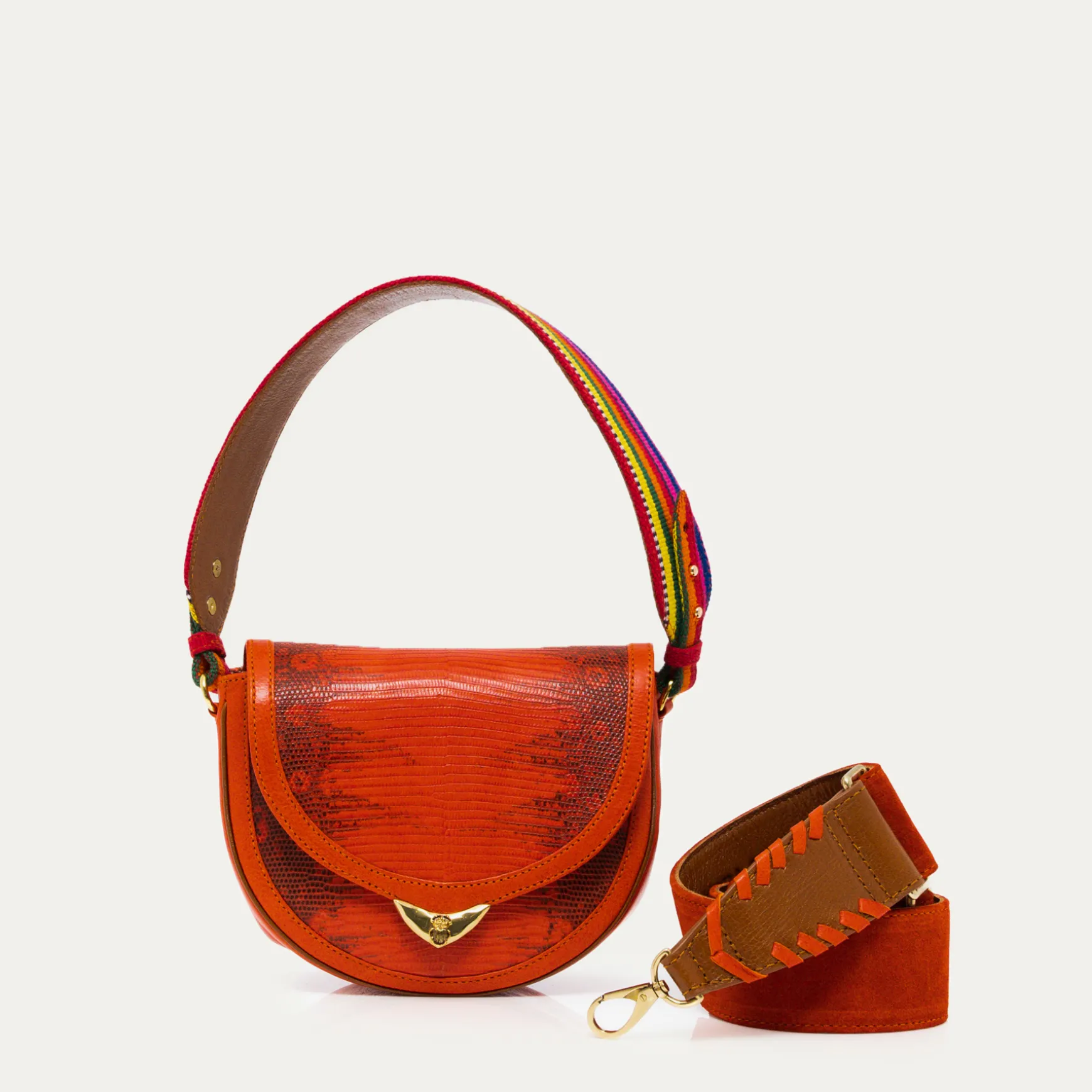 Discount Claris Virot Sac Victoria Lézard Orange goyave