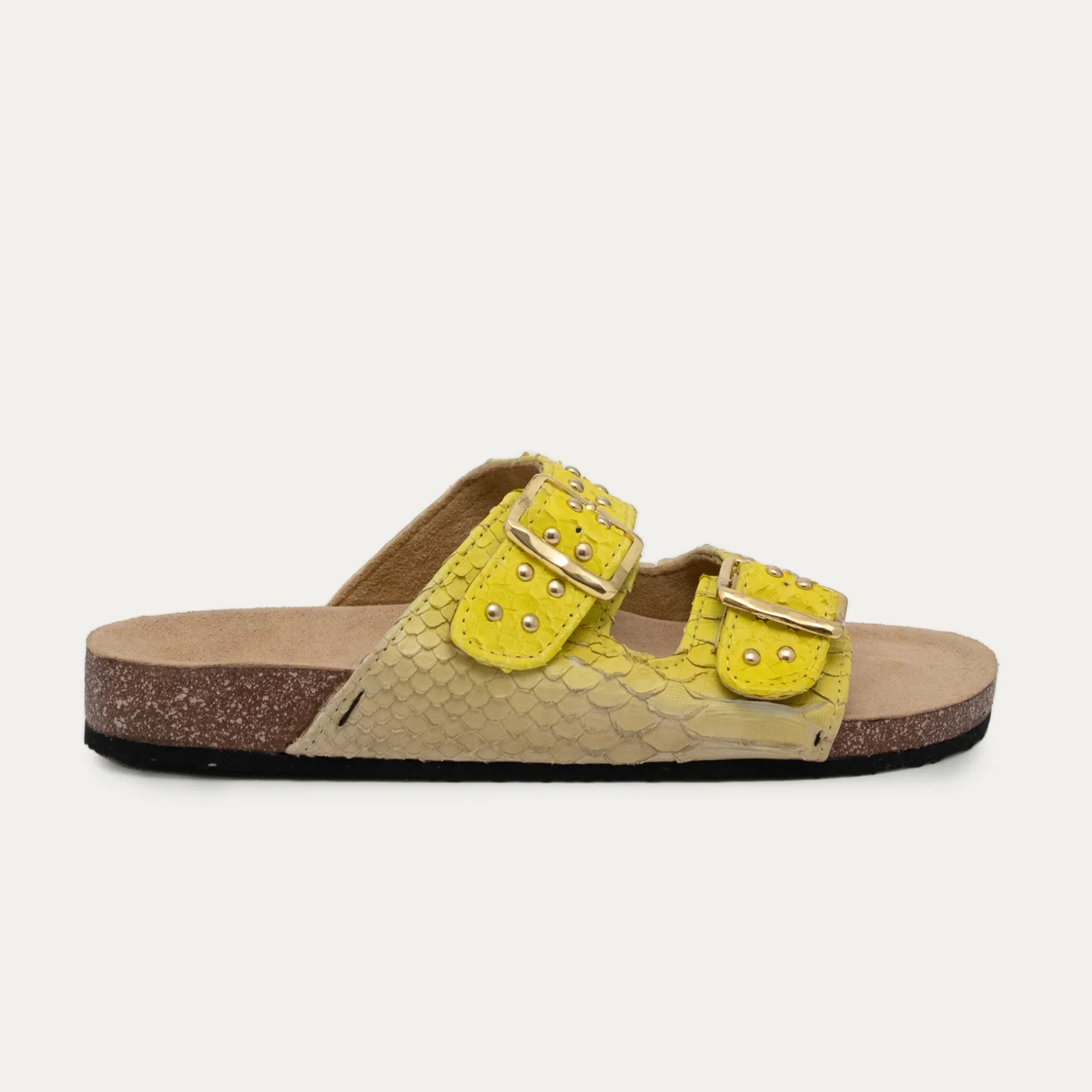 New Claris Virot Sandales Odette Python Jaune Mais