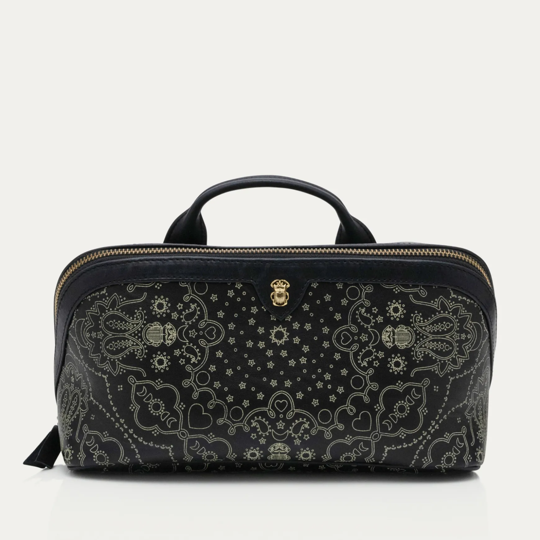 Store Claris Virot Trousse Charlotte Cuir Nappa Noir Imprimé Bandana